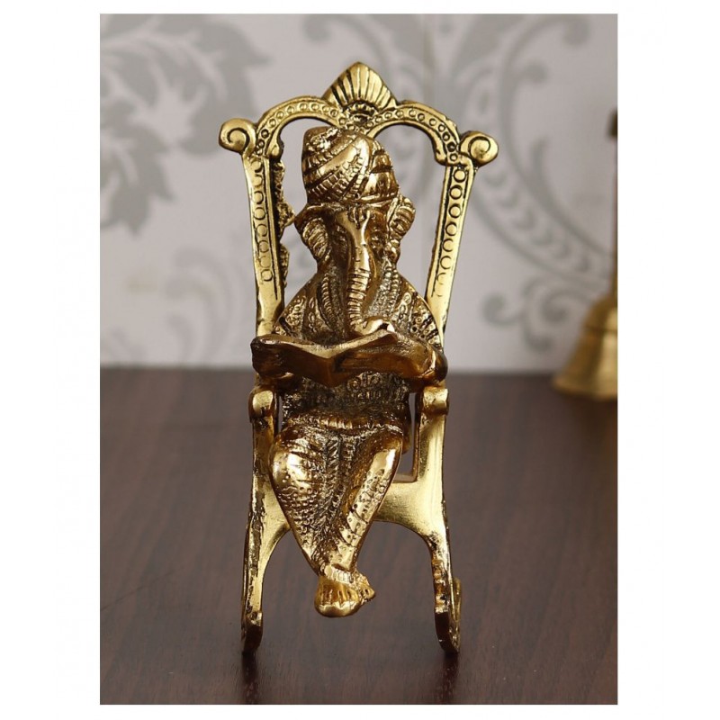 eCraftIndia Showpiece Steel Ganesha Idol 6 x 10 cms Pack of 1