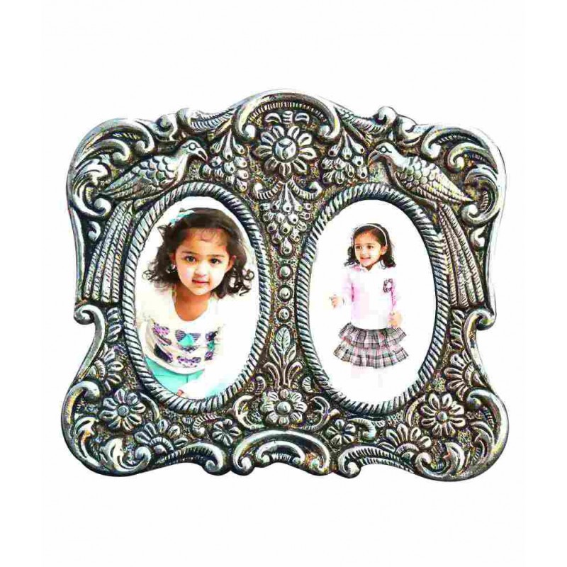 eCraftIndia Silver Metal Photo Frame For Two Photos