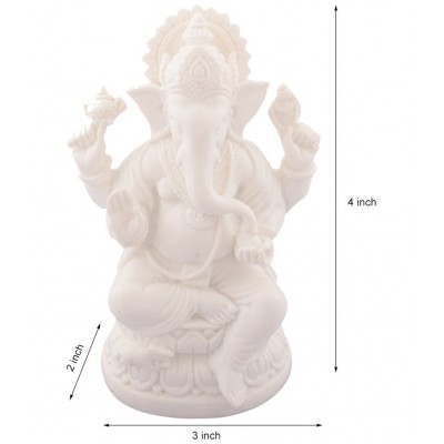 eCraftIndia White Polyresin Chaturbhuj Showpiece