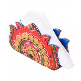 eCraftIndia Wood Decorative Tissue Box Holder Multicolour