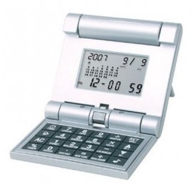 Hydraulic Desktop Electronic LCD  Calendar - World Clock Soft Keys Calculator Spill Proof