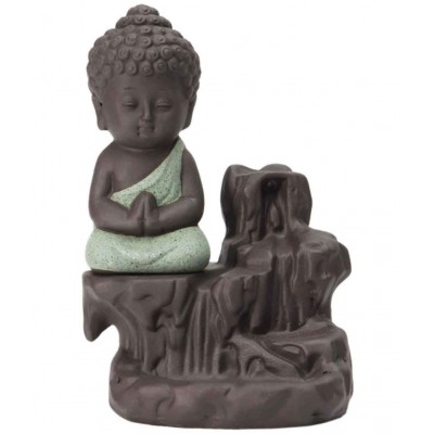 iHandikart Multicolour Polyresin Monk Buddha Smoke Backflow - Pack of 1