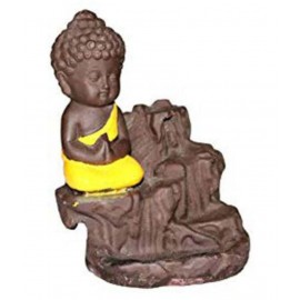 jiya art gallery Black Resin Monk Buddha Smoke Backflow - Pack of 1 buddha Resin Ganesha Idol x cms Pack of 1