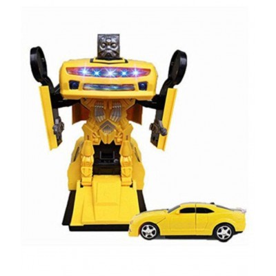 latest 2 in 1 Transform Robot Races Car Toy with Bright Lights and Music, Battery Operated (Multicolour)