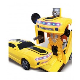 latest 2 in 1 Transform Robot Races Car Toy with Bright Lights and Music, Battery Operated (Multicolour)