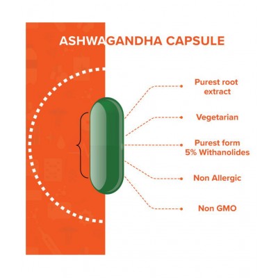 mars by GHC Natural Ashwagandha From Roots 500 mg (60 Capsules - Pack of 1) | Immunity Booster, Improves Stamina & Muscle Strength, Reduces Anxiety & Promotes Stress Relief | 100% Vegan