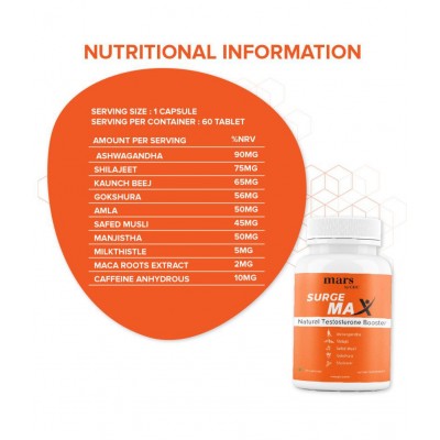 mars by GHC Surge Max, Shilajit (60 Capsules - Pack of 1) | Immunity Booster & Stamina Booster For Men, Reduces Stress and Anxiety | Powered With Safed Musli & Gokshura | 100% Vegan mars by GHC Surge Max, Shilajit (60 Capsules - Pack of 1) | Immunity Booster & Stamina Booster For Men, Reduces Stress and Anxiety | Powered With Safed Musli & Gokshura | 100% Vegan