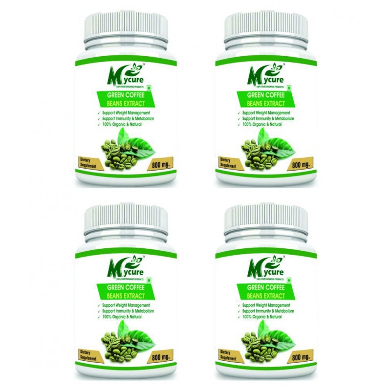 mycure Premium Green Coffee Extract For Weight Loss 800 mg Fat Burner Capsule Pack of 4