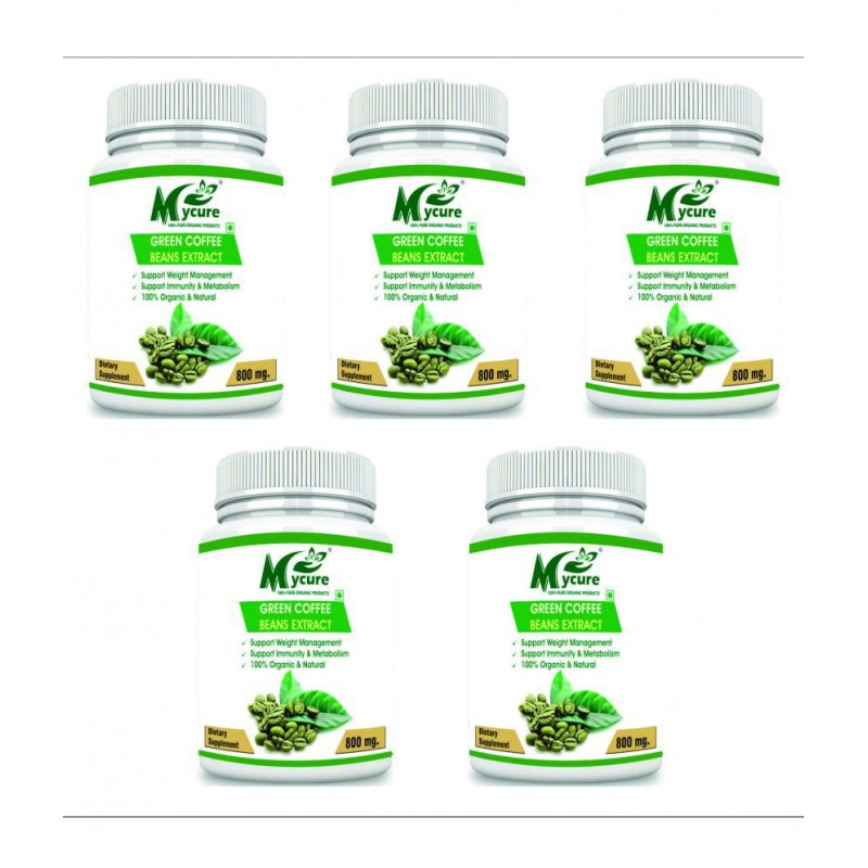 mycure Premium Green Coffee Extract For Weight Loss 800 mg Fat Burner Capsule Pack of 5