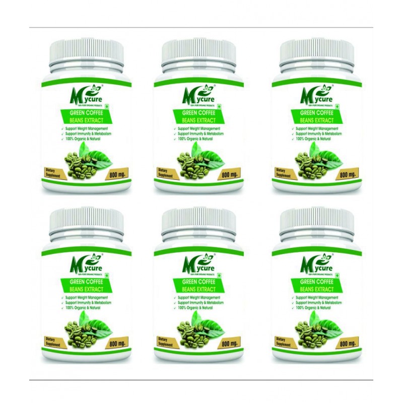 mycure Premium Green Coffee Extract For Weight Loss 800 mg Fat Burner Capsule Pack of 6