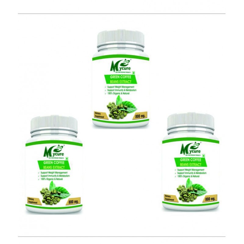 mycure Premium Green Coffee Extract For Weight Loss 800 mg Unflavoured Pack of 3