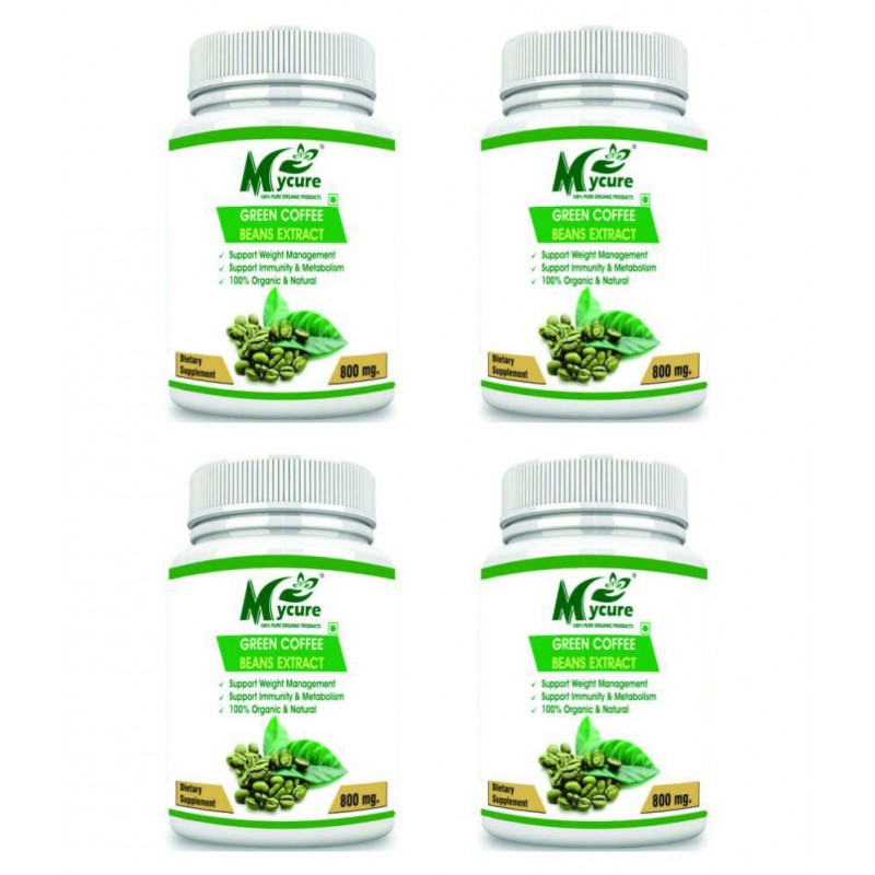 mycure Premium Green Coffee Extract For Weight Loss 800 mg Unflavoured Pack of 4