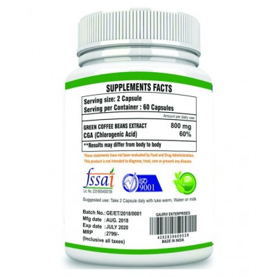 mycure Premium Green Coffee Extract For Weight Loss 800 mg Unflavoured Single Pack