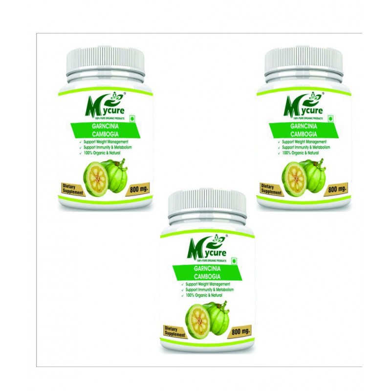 mycure Premium Quality Garcinia Cambogia Extract for Weight Loss 800 mg Unflavoured Pack of 3