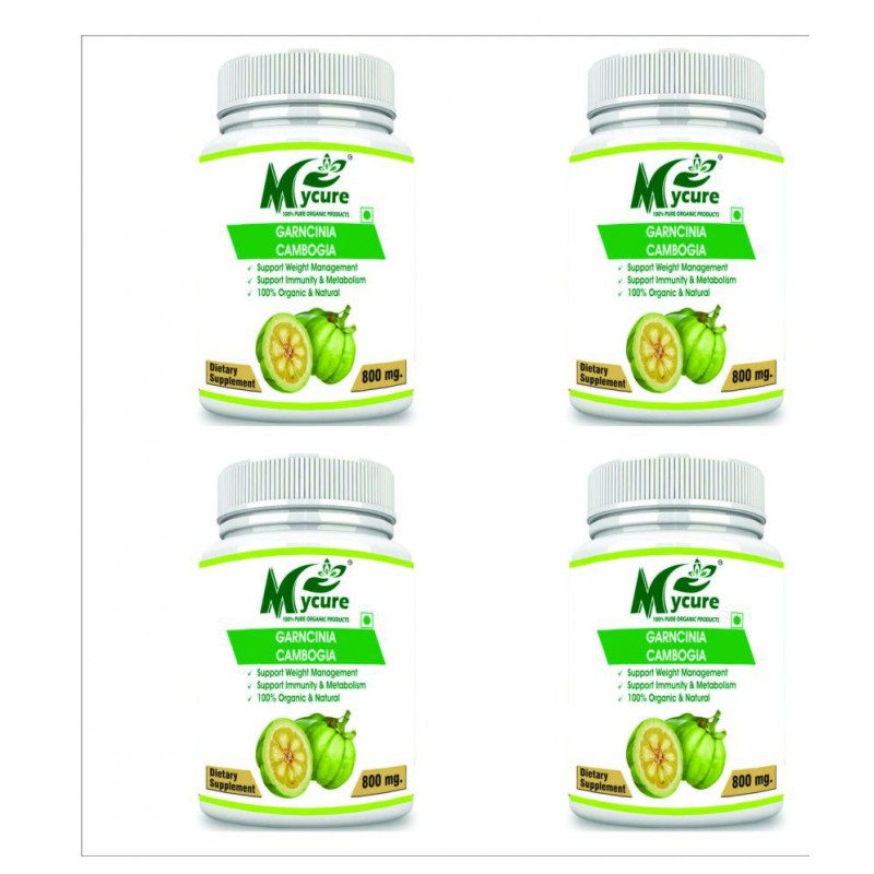 mycure Premium Quality Garcinia Cambogia Extract for Weight Loss 800 mg Unflavoured Pack of 4