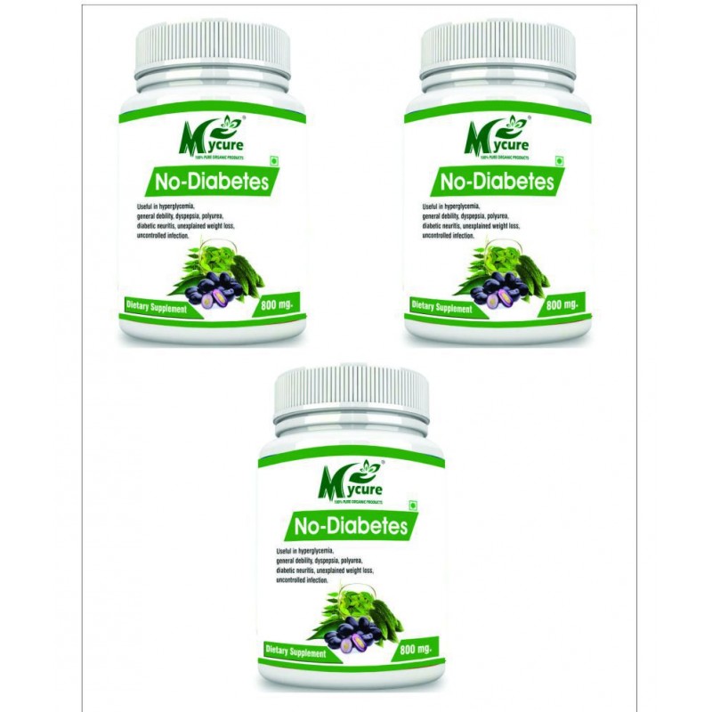 mycure Premium Quality No Diabetes Extract 800 mg Pack of 3