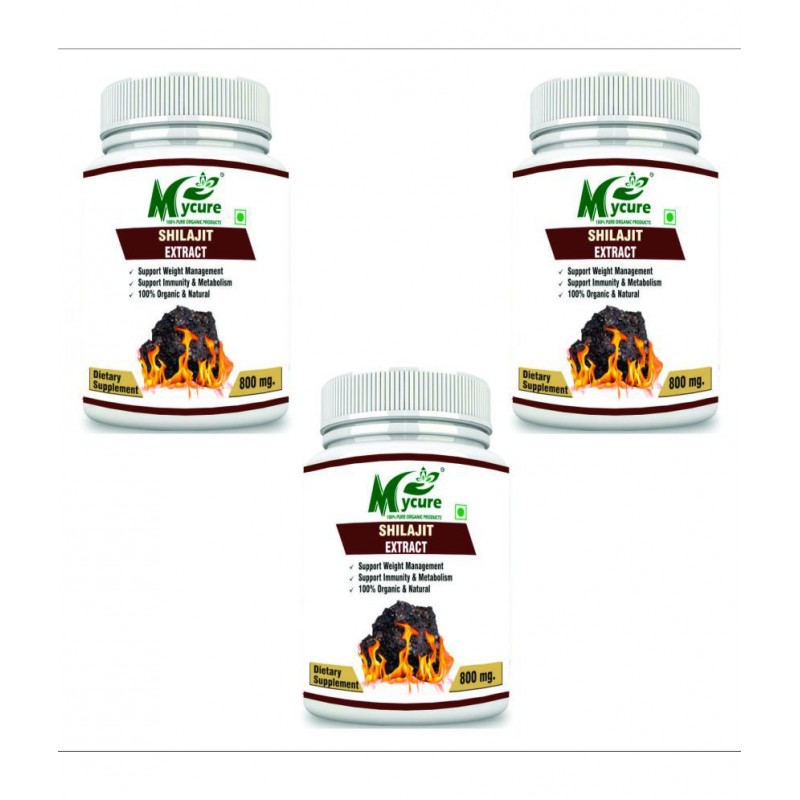 mycure Premium Quality Shilajit Extract 800 mg Pack of 3