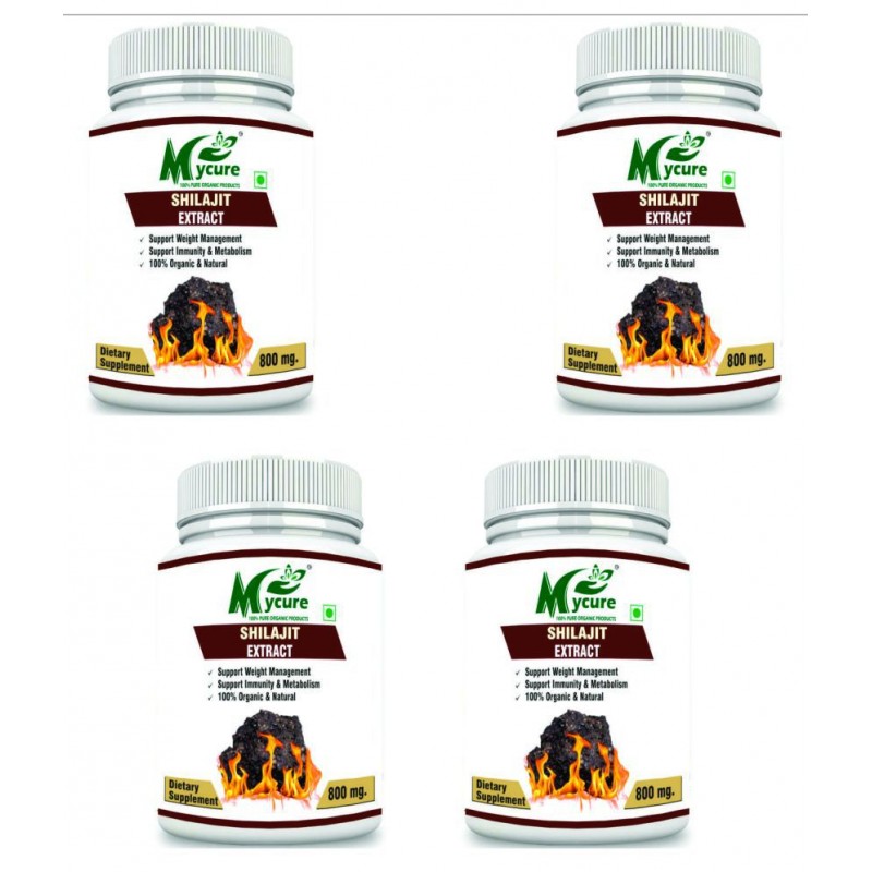 mycure Premium Quality Shilajit Extract 800 mg Unflavoured Pack of 4
