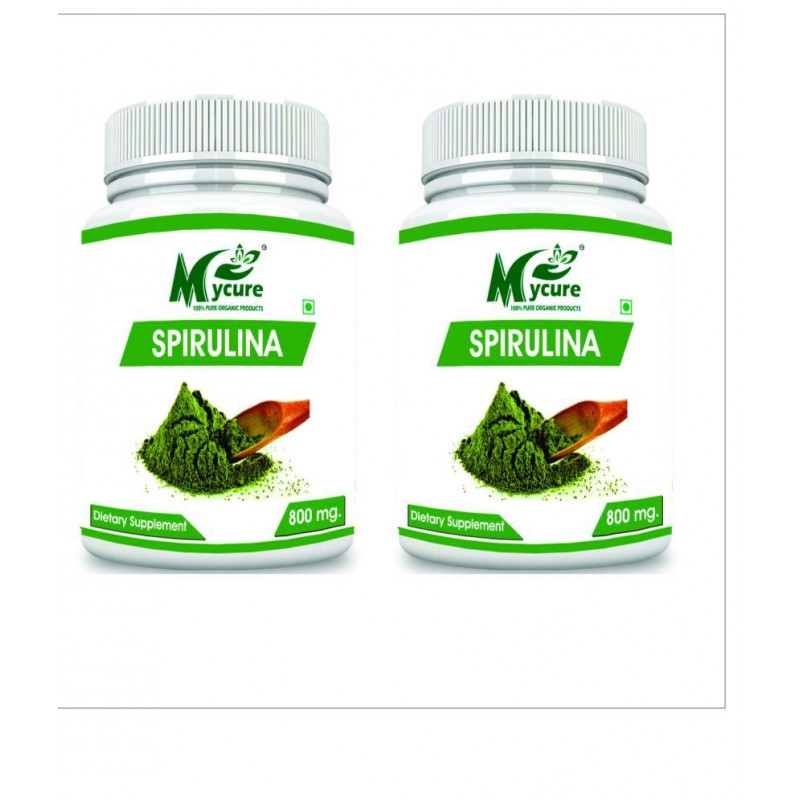 mycure Premium Quality Spirulina Extract 800 mg Fat Burner Capsule Pack of 2