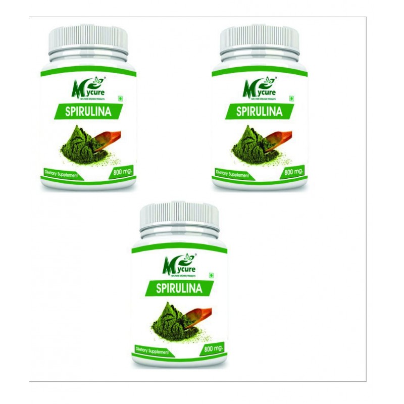 mycure Premium Quality Spirulina Extract 800 mg Fat Burner Capsule Pack of 3