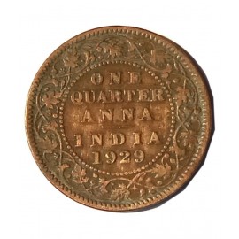 old Rare One Quarter Anna Year 1929 George V King Emperor Coin old Rare One Quarter Anna Year 1929 George V King Emperor Coin