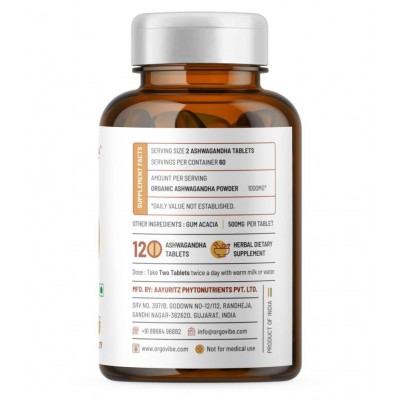 orgovibe Organic  Ashwagandha Tablet 120 no.s Pack Of 1