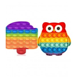 pop it ice cream & OWL popit combo pack of 2 popit shape Bubble Fidget Toy, Stress Reliever Silicone Popsicle Pop Fidget Toy for Kids and Adults, Sensory Irritability Toy for Autism with Special Ne, eds to Relieve Stress(Ice Cream Colorful)  (Multi