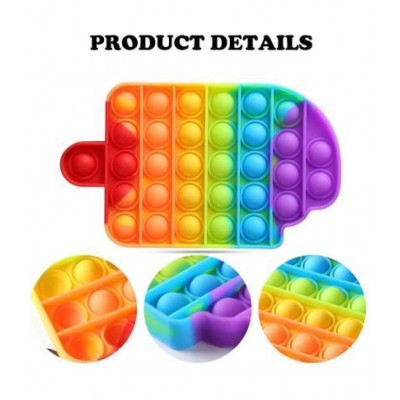 pop it ice cream shape Bubble Fidget Toy, Stress Reliever Silicone Popsicle Pop Fidget Toy for Kids and Adults, Sensory Irritability Toy for Autism with Special Ne, eds to Relieve Stress(Ice Cream Colorful)  (Multicolor)