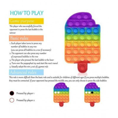 pop it ice cream shape Bubble Fidget Toy, Stress Reliever Silicone Popsicle Pop Fidget Toy for Kids and Adults, Sensory Irritability Toy for Autism with Special Ne, eds to Relieve Stress(Ice Cream Colorful)  (Multicolor)