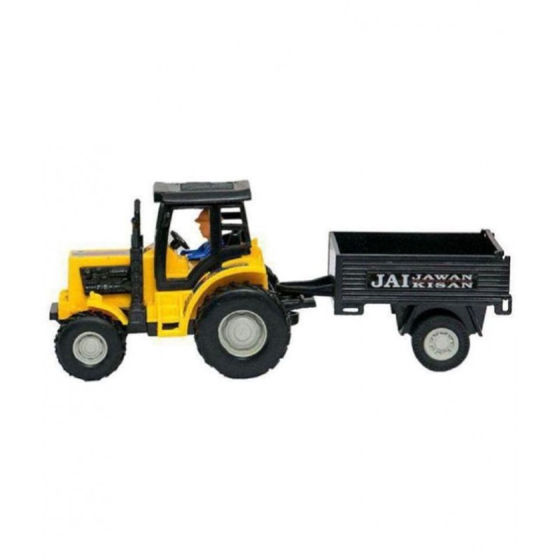 pull back plastic Tractor With Trolly for kids (multicolor)