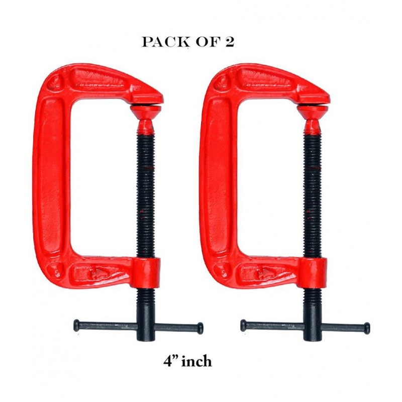 "Laxmi 4"" Inch Heavy Duty G Clamp (Pack of 2) For Holding Products Tools Items C-Clamp