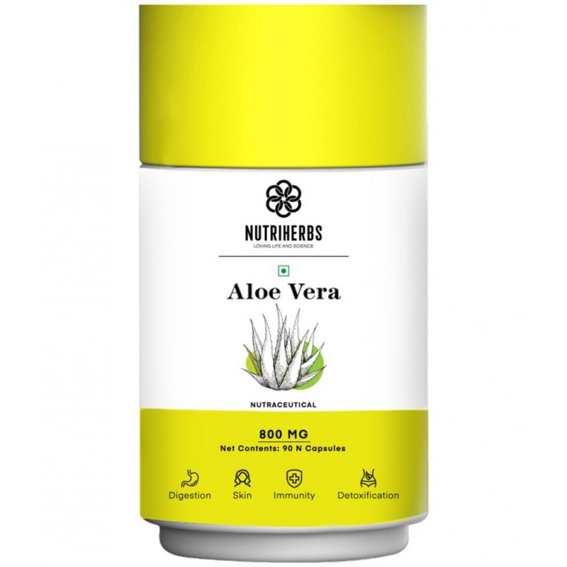 "Nutriherbs Aleovera Extract 800 mg Pure & Organic - 90 Capsule | Helps To Maintain Beautiful Skin Eases symptoms of Stress For Men & Women "Nutriherbs Aleovera Extract 800 mg Pure & Organic - 90 Capsule | Helps To Maintain Beautiful Skin Eases symptoms of Stress For Men & Women