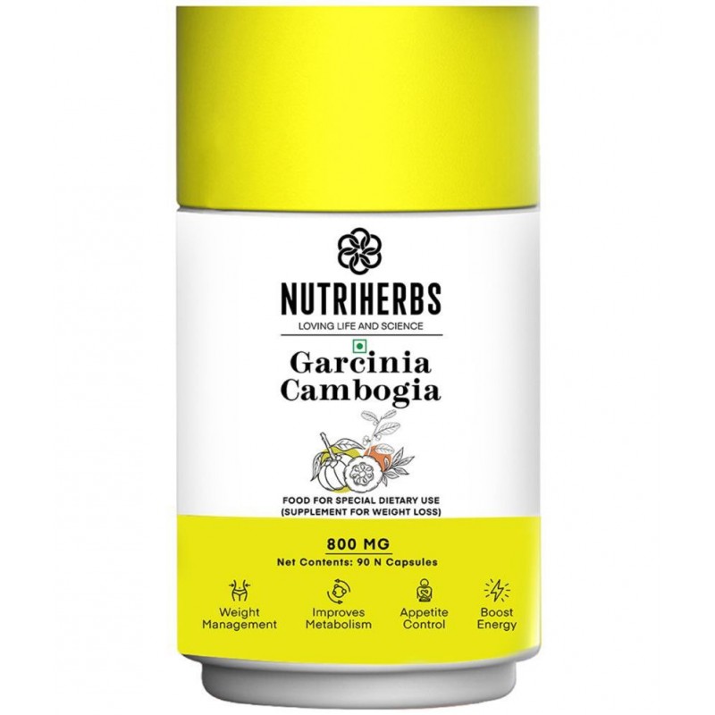 "Nutriherbs Garcinia Cambogia Capsule ( 70% HCA) | Helps in Natural Weight Manegement - (90 Capsule) 800 mg Pack of 1