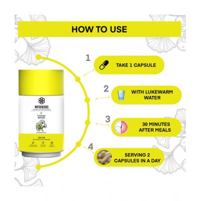 "Nutriherbs Ginkgo Biloba 500 mg Pure Brahmi Extract- 90 Vegan Capsule| For Clarity, Focus & Memory improves Blood Circulation & Brain Functionality "Nutriherbs Ginkgo Biloba 500 mg Pure Brahmi Extract- 90 Vegan Capsule| For Clarity, Focus & Memory improves Blood Circulation & Brain Functionality