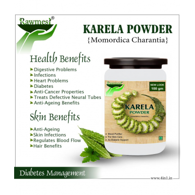 rawmest 100% Karela (Bitter Gourd ) For Diabetic Powder 300 gm Pack of 3