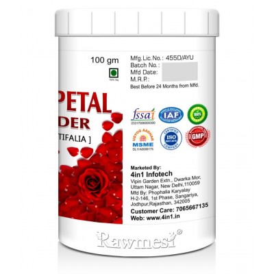 rawmest 100% Natural Rose Petals Powder 400 gm Pack Of 4