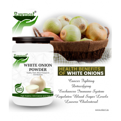rawmest 100% Pure White Onion For Healthy Hart Powder 300 gm Pack of 3