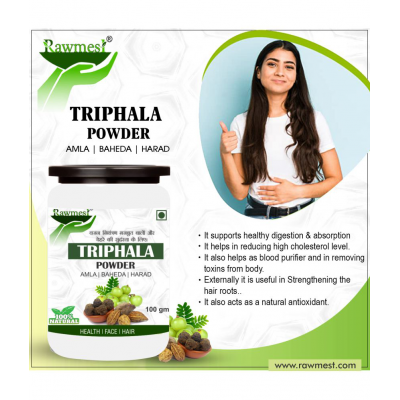 rawmest 100%Pure Triphala ( Amla, Harad, Baheda) Powder 300 gm Pack of 3
