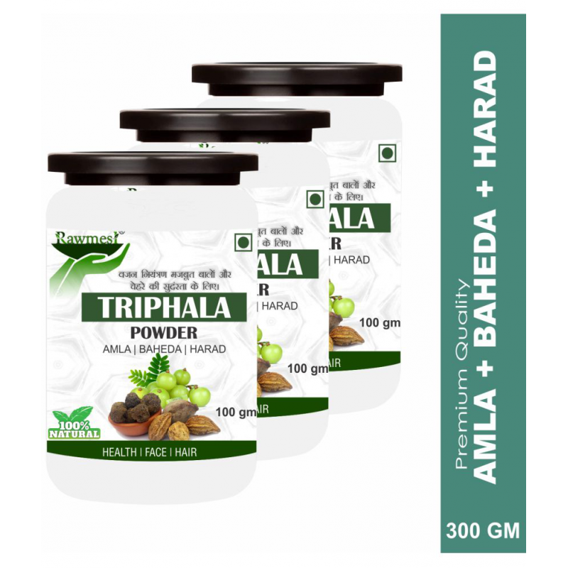 rawmest 100%Pure Triphala ( Amla, Harad, Baheda) Powder 300 gm Pack of 3