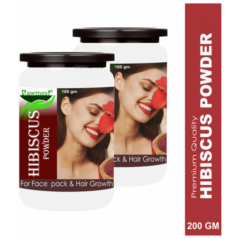 rawmest Hibiscus For Face Pack & Hair Growth Powder 200 gm Pack Of 2