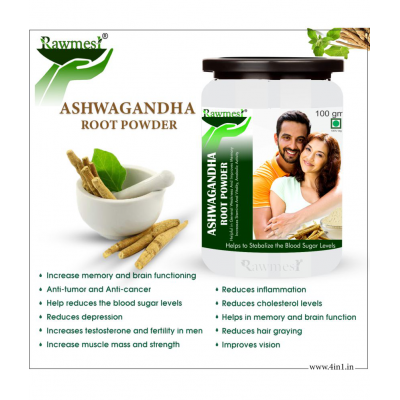 rawmest Organic Ashwagandha Pack of 2 Powder 200 gm Pack Of 2