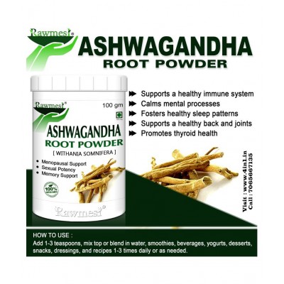 rawmest Organic Ashwagandha Pack of 3 Powder 300 gm