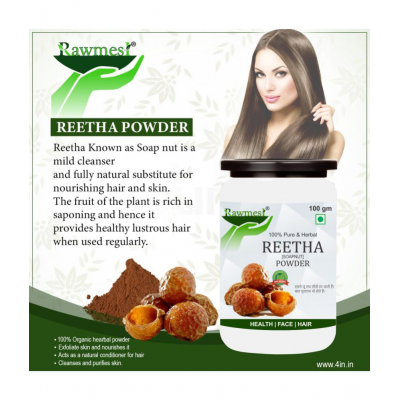 rawmest Reetha/ Aritha/Soapnut /Ritha/Kunkudukai Powder 300 gm Pack of 3