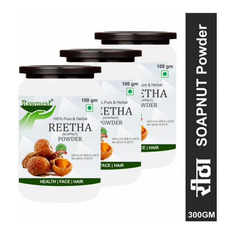 rawmest Reetha/ Aritha/Soapnut /Ritha/Kunkudukai Powder 300 gm Pack of 3