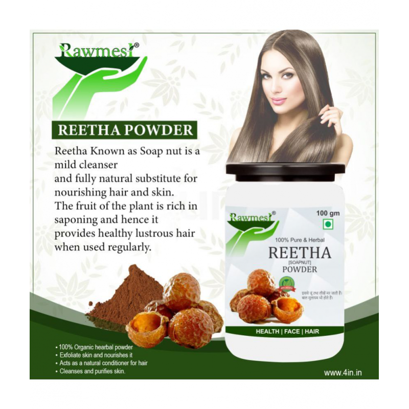rawmest Reetha/ Ritha/Aritha/Soapnut/ Kunkudukai Powder 500 gm Pack Of 5