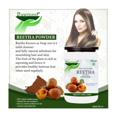 rawmest Reetha/ Soapnut/ Aritha/ Kunkudukai Powder 300 gm Pack of 3