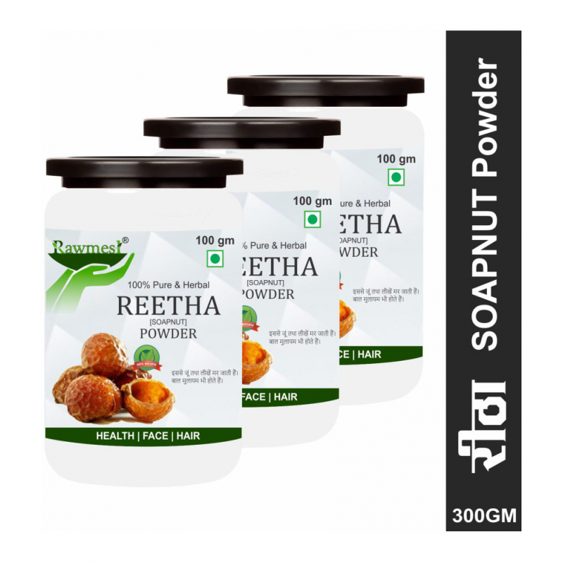 rawmest Reetha/ Soapnut/ Aritha/ Kunkudukai Powder 300 gm Pack of 3