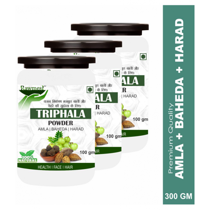rawmest Triphala ( Amla, Baheda, Harad) For Skin Powder 300 gm Pack of 3