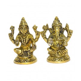 rudradivine Laxmi Ganesh Brass Idol