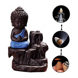 samarth fashion hub Blue Resin Monk Buddha Smoke Backflow - Pack of 1